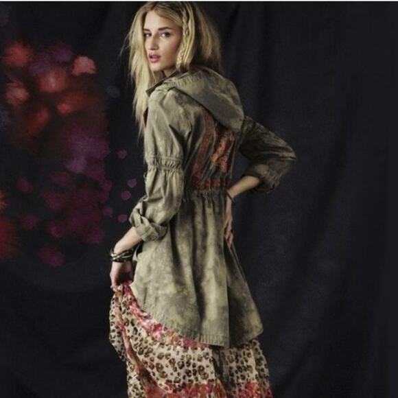 Free People Boho Embroidered Coat Jacket - Picture 1 of 10